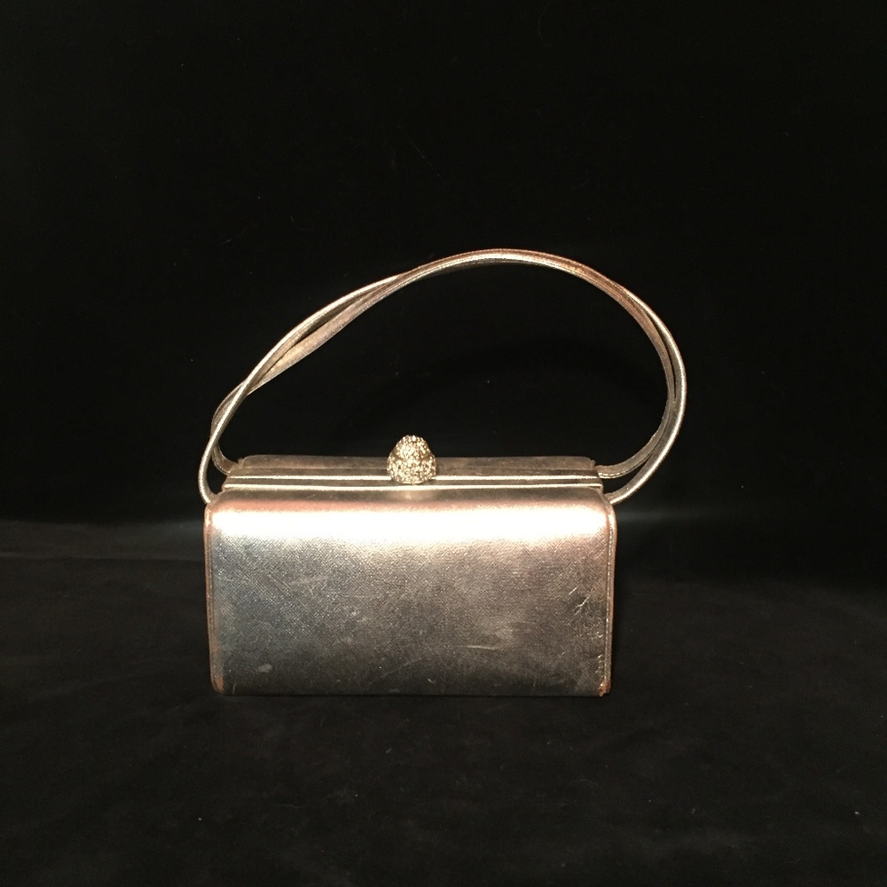 Vintage Silver Leather Cocktail Bag
